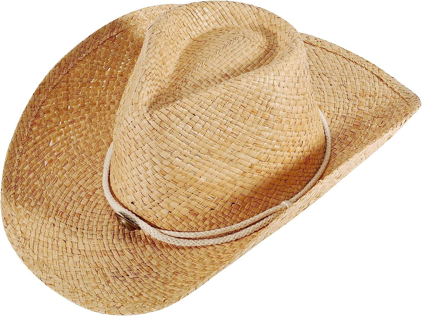 Straw Cowboy Hat for Women Cowgirl Hats Beach Sun Hat Shapeable Wide Brim Straw Hats Cowboy Cap | Amazon (US)