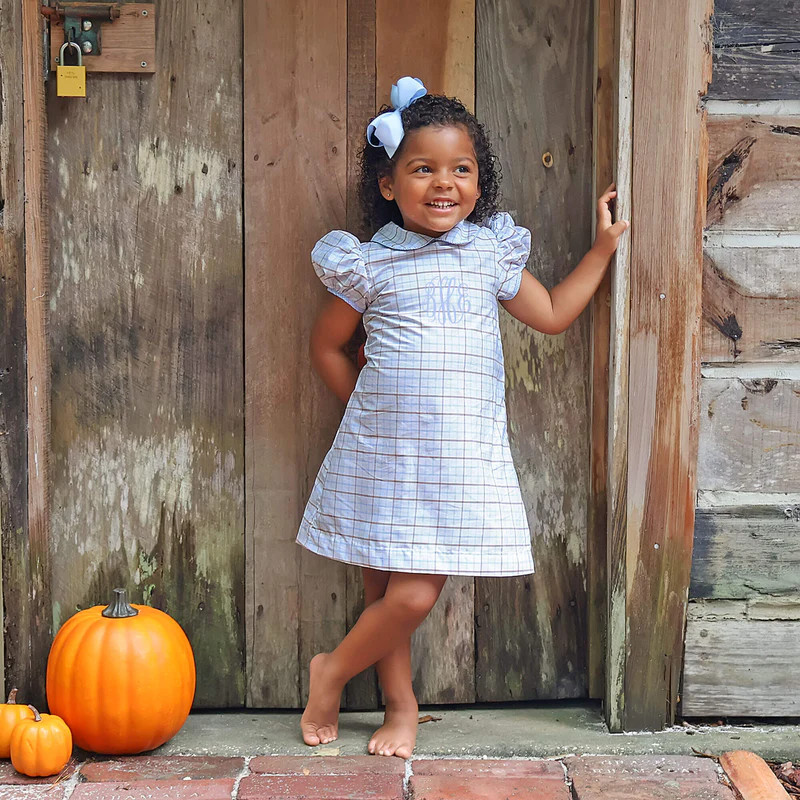 Blue & Tan Plaid Sally Dress | Classic Whimsy