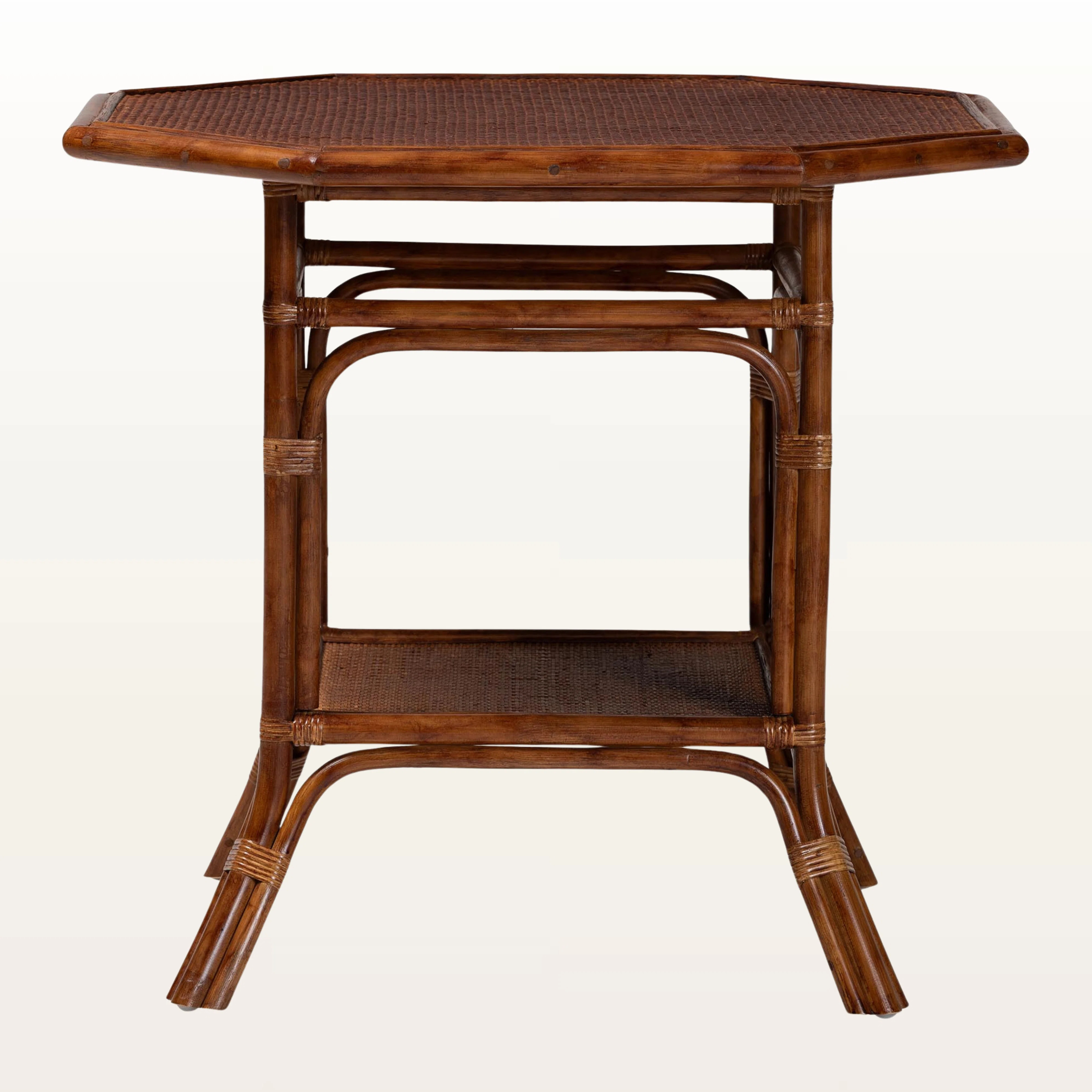 Carlyn Handwoven Wicker Marbled Tortoise Natural Rattan Dining Table | Wayfair North America