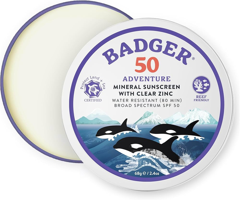 Badger Reef Safe Mineral Sunscreen, SPF 50, 98% Organic with Zinc Oxide, Non Toxic, Water Resista... | Amazon (US)