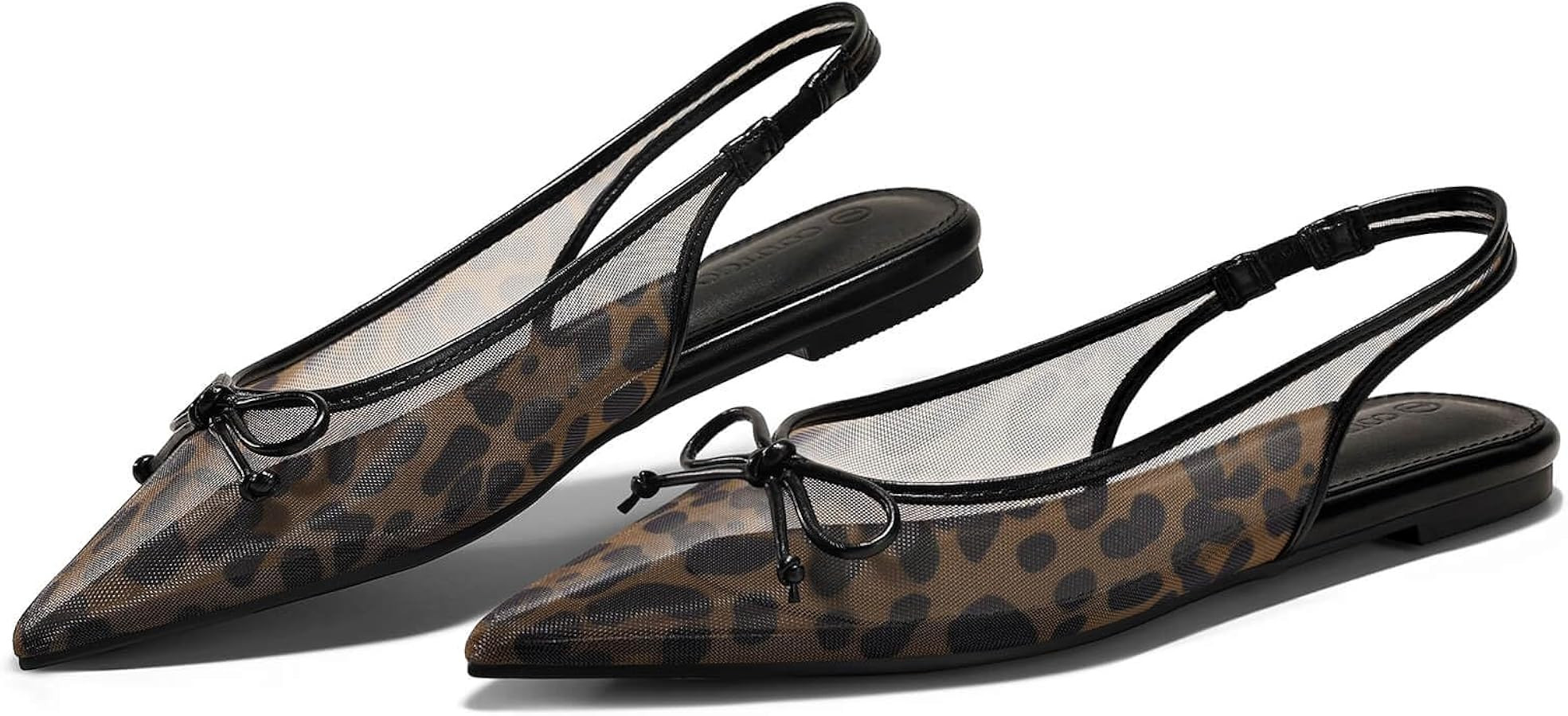 Coutgo Womens Slingback Flats Bow Closed Pointed Toe Mesh Ballet Flats Low Heel Sandals Dress Sho... | Amazon (US)