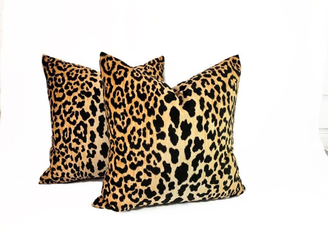 PAIR of 22 Braemore Jamil Leopard Velvet Pillow Covers - Etsy | Etsy (US)
