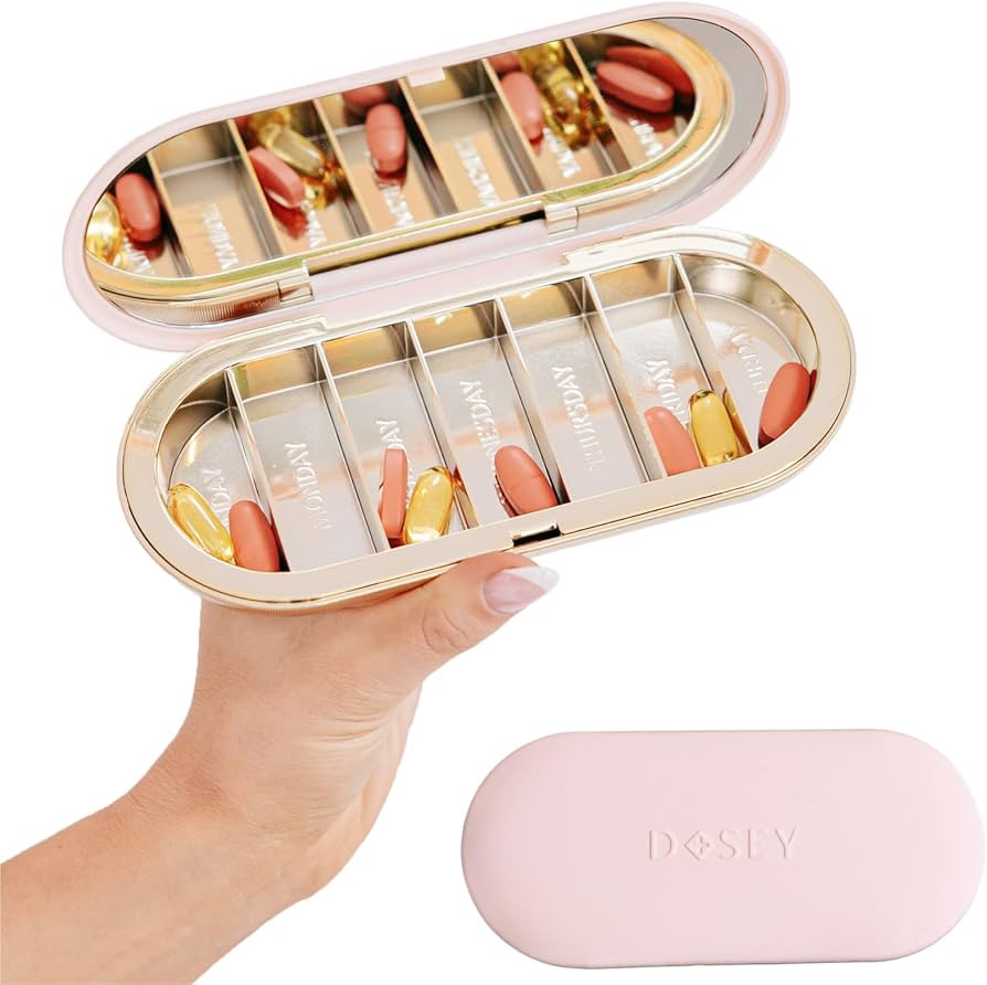 Dosey 7 Day Pill Compact Travel Pill Organizer - Pill Case with 7 Pill Compartments for Medicine ... | Amazon (US)