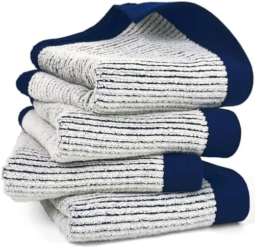 Hand Towels for Bathroom Set of 4 with Jacquard Weave - Cotton | Amazon (US)