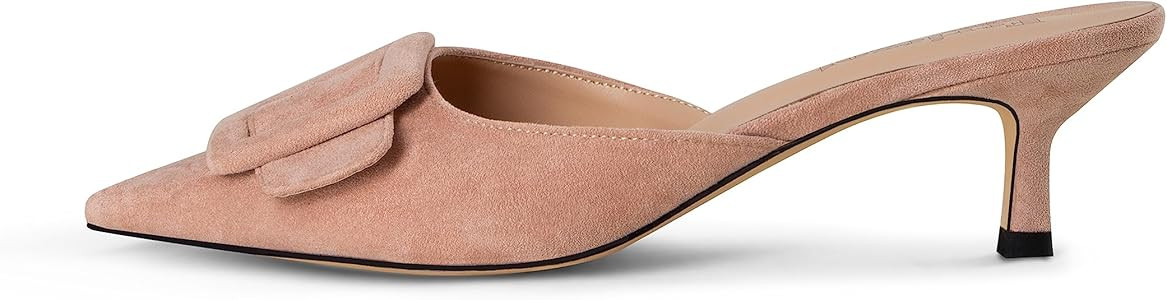 Fericzot Mule Slippers for Women,Slingback Buckle Pumps Pointed Toe Kitten Heels Shoes Slides Bac... | Amazon (US)