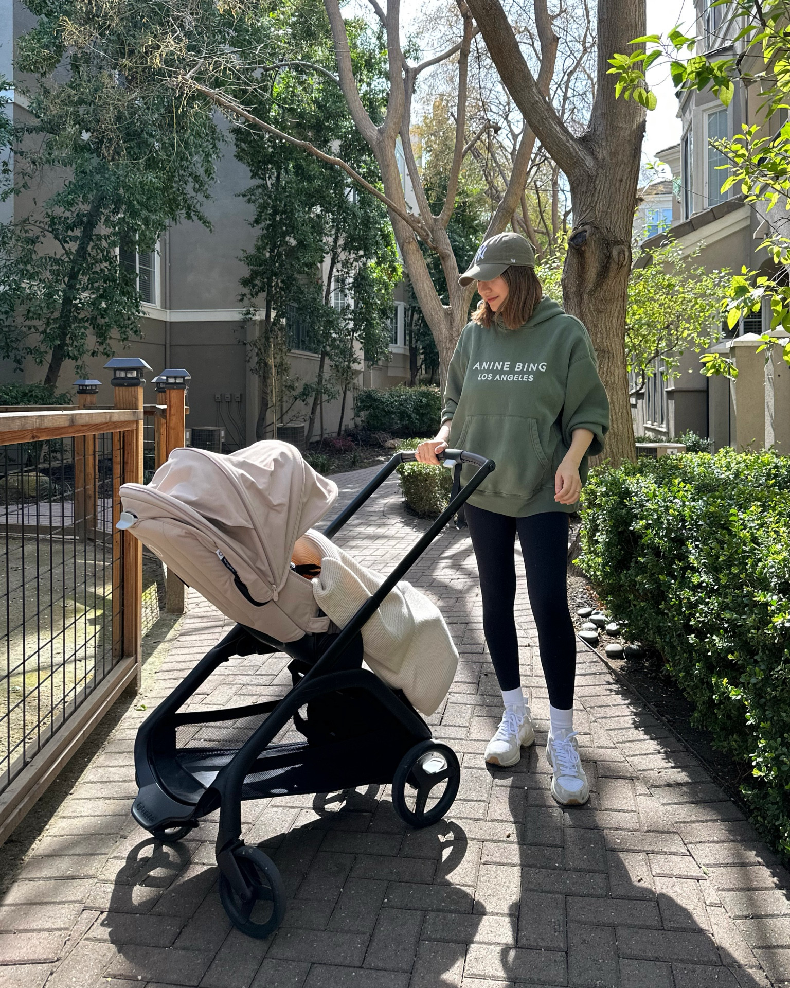 Spring athleisure outfit 

Anine bing sweatshirt- small 
Aritzia leggings 
Bugaboo dragonfly stroller 

Mom outfit / casual outfit 

#LTKBaby #LTKStyleTip