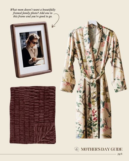 CLJ Mother’s Day Gift Guide 2024 🫶🏻 see the full list at ChrisLovesJulia.com 

Silk robe, walnut photo frame, Lola blankett

#LTKSeasonal #LTKfindsunder100 #LTKGiftGuide