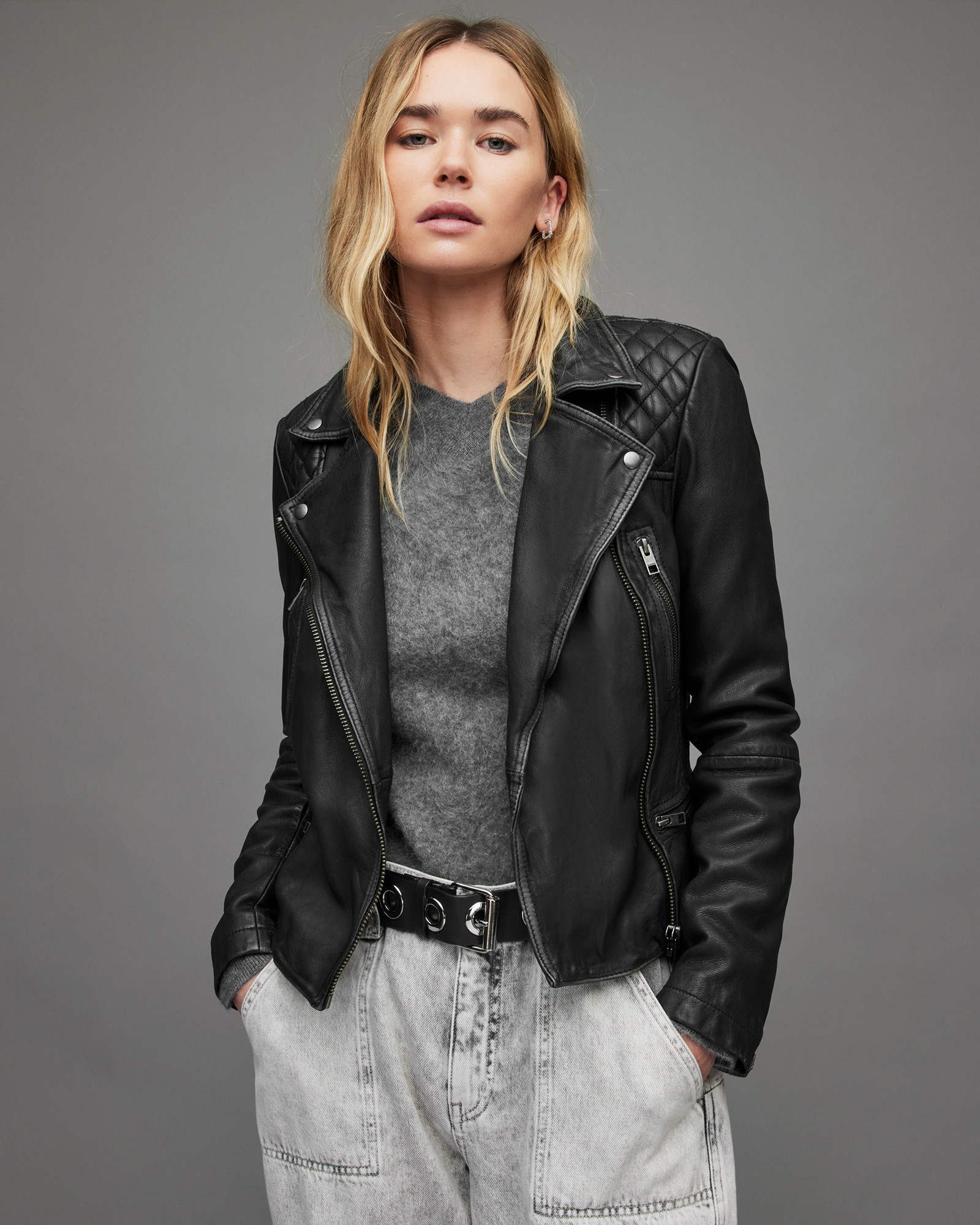 Cargo Leather Biker Jacket | AllSaints US