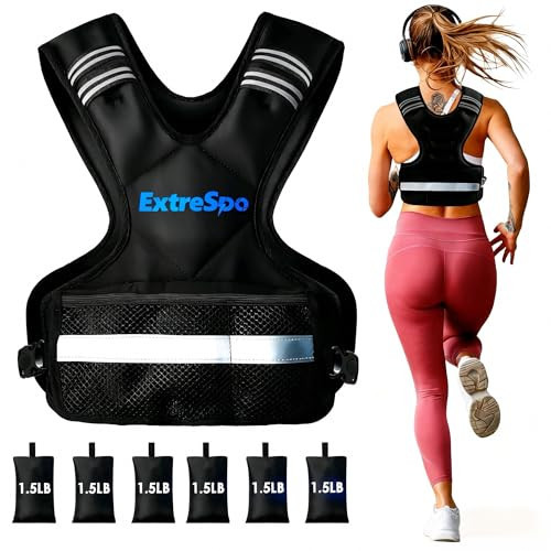 ExtreSpo Adjustable Weighted Vest for Women and Men, 11-20lb Weight Vest with 6 Ironsand Weights, Body Weight Vest Exercise Set with Reflective Strip for Strength Training and Workout | Amazon (US)