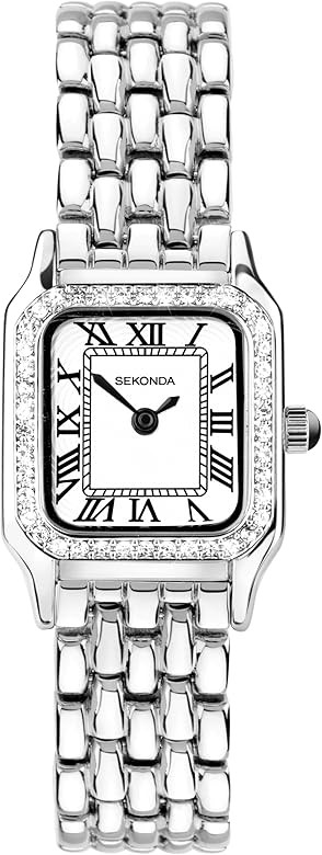 SEKONDA Monica Damen-Quarzuhr, 20 mm, Gehäuse und Armband aus Legierung, mit Lünette und weiße... | Amazon (DE)