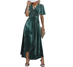 BerryGo Women's Boho V Neck Ruffle Floral Wrap Maxi Dress | Amazon (US)