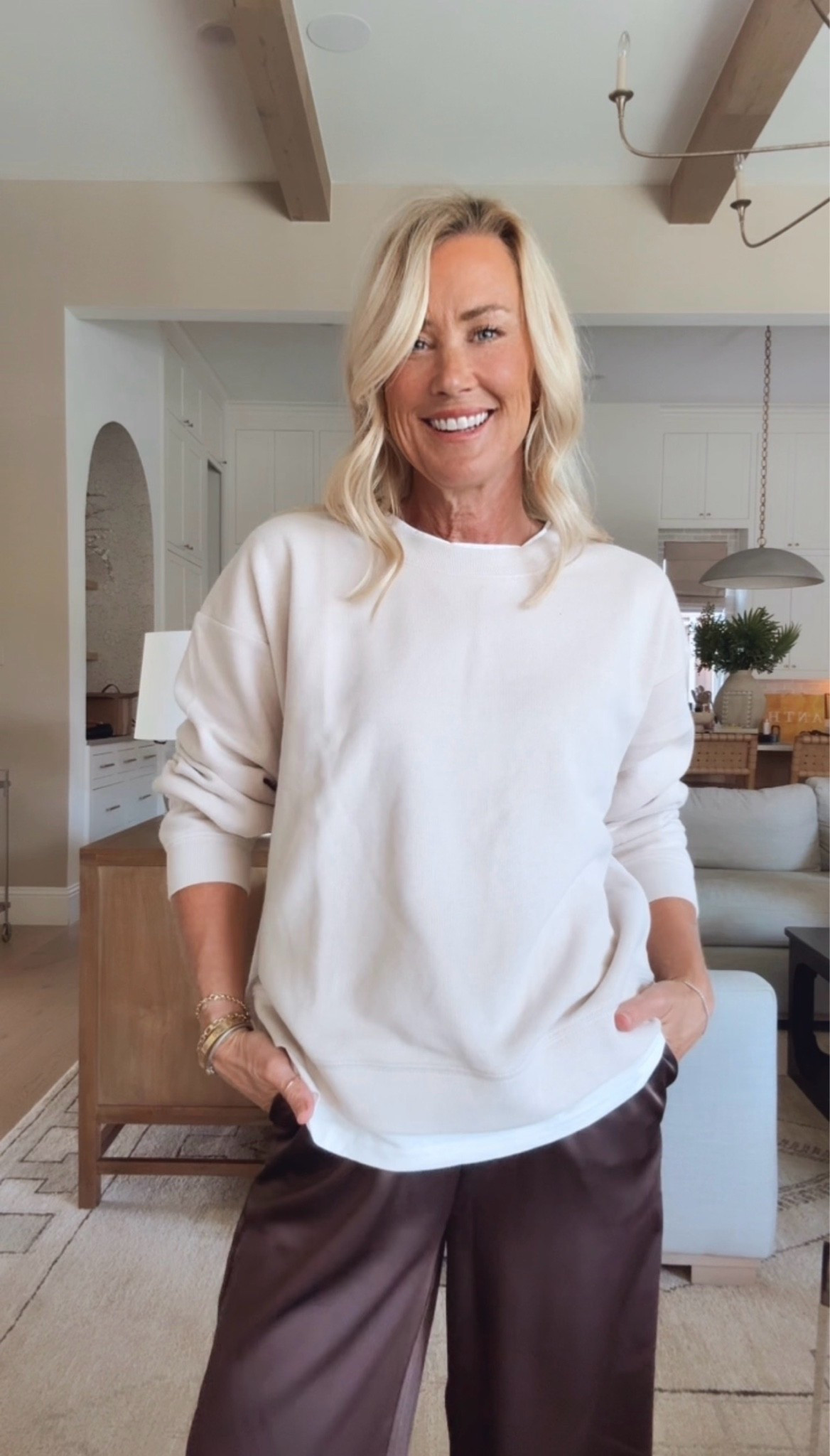 Everyone’s favorite sweatshirt is back! This cream shade is a perfect neutral.
Top: small
Pants: xs

#LTKootd #LTKOver40 #LTKSeasonal