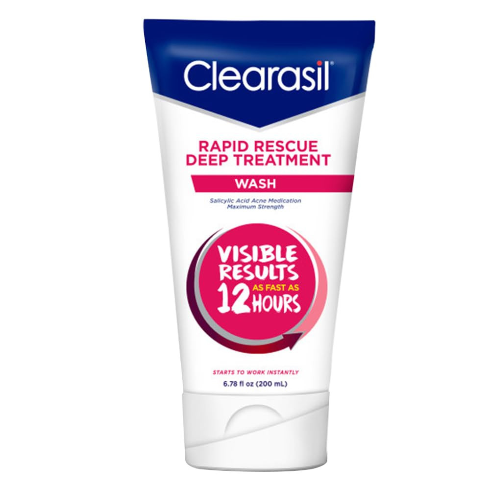 Clearasil Rapid Rescue Deep Treatment Acne Face Wash, Maximum Strenght with 2% Salicylic Acid Acne Medication, Acne Facial Cleanser, 6.78 fl oz | Amazon (US)
