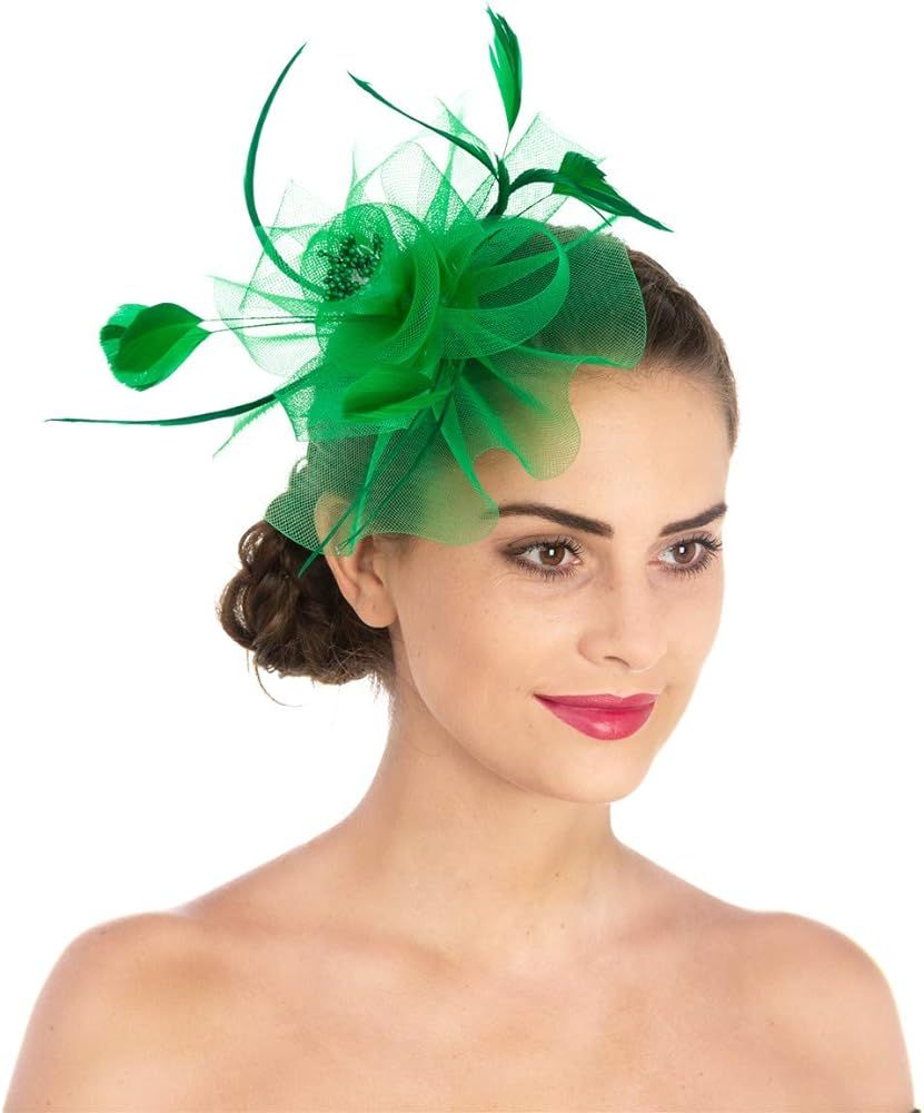 Lucky Leaf Women Girl Fascinators Hair Clip Hairpin Hat Feather Cocktail Wedding Tea Party Hat | Amazon (US)