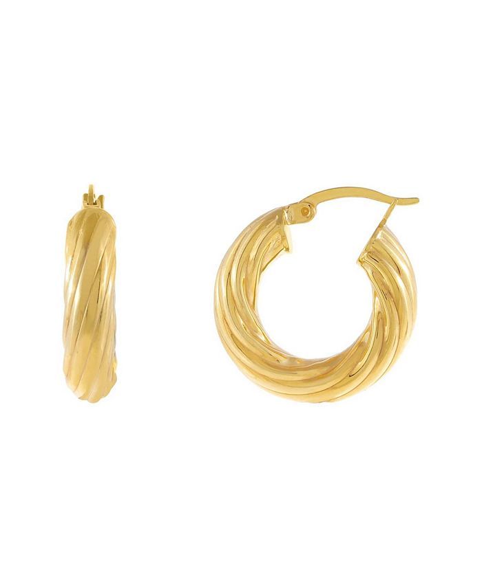 Adina's Jewels 14k Gold Over Sterling Silver Adina Chunky Hollow Twisted Hoop Earring & Reviews -... | Macys (US)