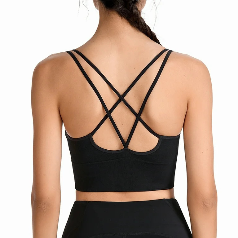 Bodychum Criss Cross Sports Bras for Women Strappy Sports Bras High Support Padded Cross Back Bra... | Walmart (US)