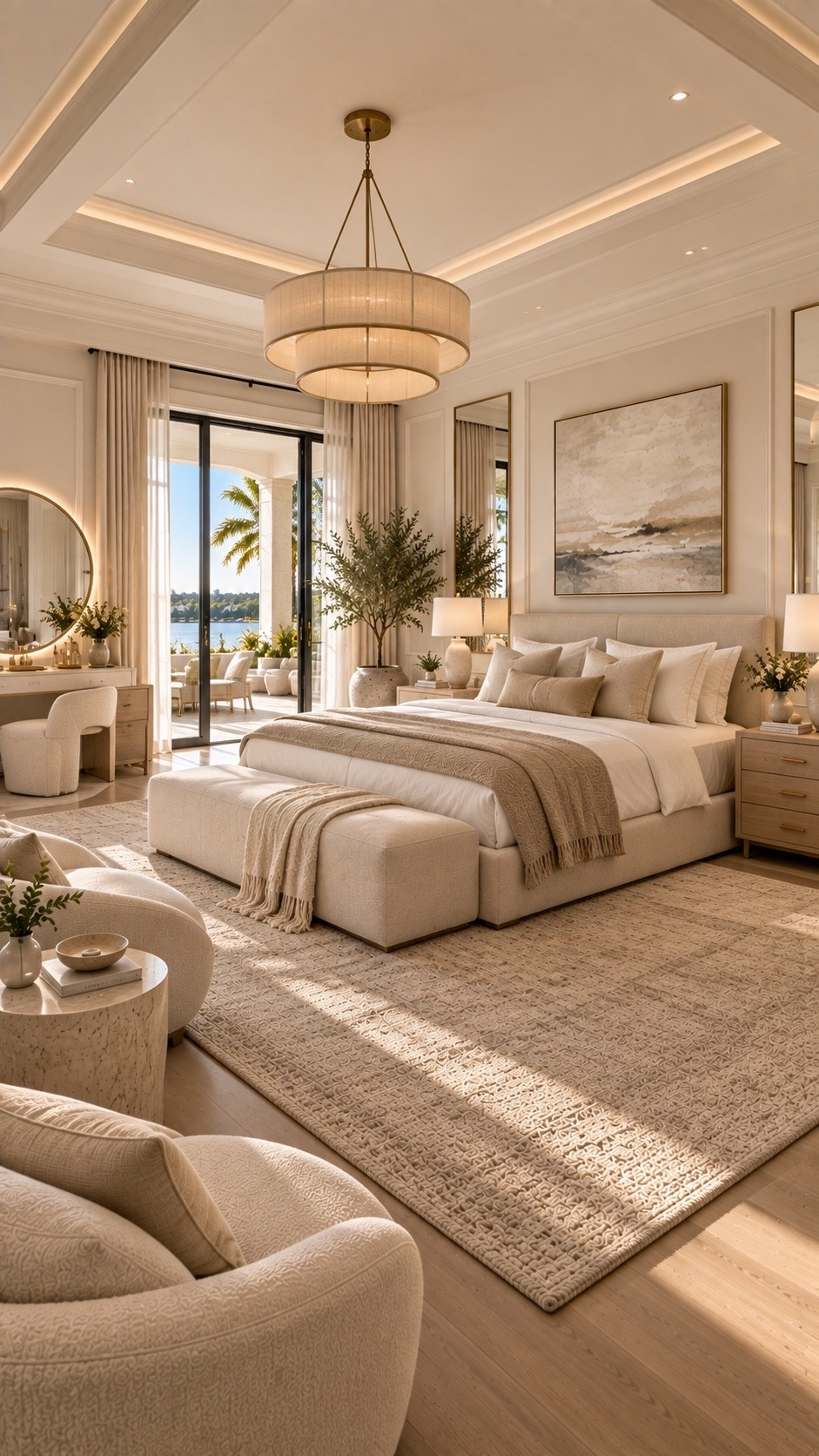 Shop This Room ✨ Shop the full look through my LTK — bed, bench, nightstands, chandelier, rug, accent chair and similar décor are linked below. This elegant neutral bedroom combines warm cream tones, soft upholstered textures, natural wood and layered lighting for a timeless luxury look. Save for sophisticated bedroom, quiet luxury and warm modern home inspiration.

#LuxuryBedroom #BedroomIdeas #BedroomInspo #BedroomDesign #BedroomDecor #ModernBedroom #NeutralBedroom #ElegantBedroom #OrganicModern #WarmMinimalism #QuietLuxury #LuxuryInteriors #LuxuryHome #ModernLuxury #NeutralInteriors #InteriorDesign #InteriorInspo #HomeInspo #HomeDecor #DreamBedroom #CozyBedroom #DesignerInspired #TimelessInteriors #LTKHome #LTKFinds #ShopLTK
