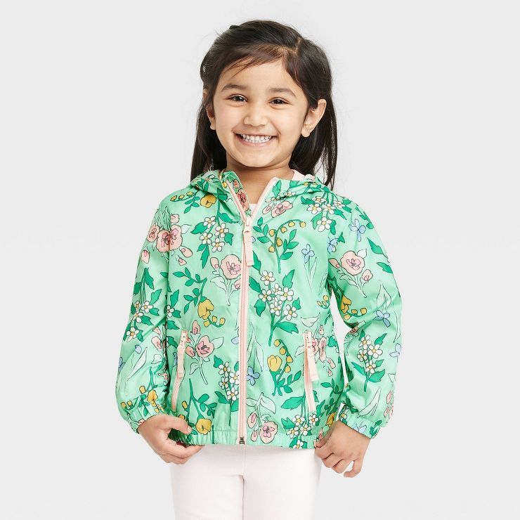 Toddler Girls' Floral Windbreaker Jacket - Cat & Jack™ Green | Target