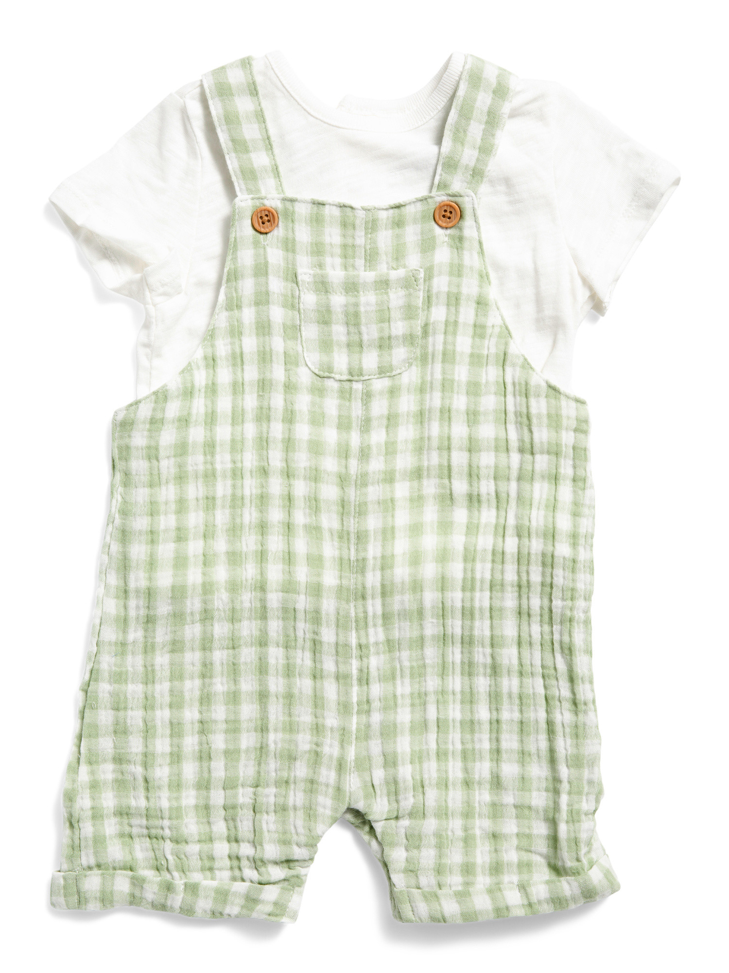 Newborn Boys 2pc Checked Shortalls And Tee Set | Baby Boys (0-24m) | Marshalls | Marshalls