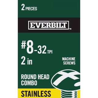 Everbilt #8-32 x 2 in. Combo Round Head Stainless Steel Machine Screw (2-Pack) 814261 - The Home ... | The Home Depot