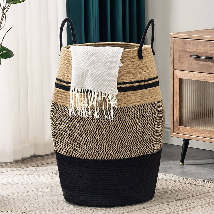 Jute Rope Laundry Hamper by YOUDENOVA, 105L - Woven Collapsible Laundry Basket - Clothes Storage ... | Amazon (US)