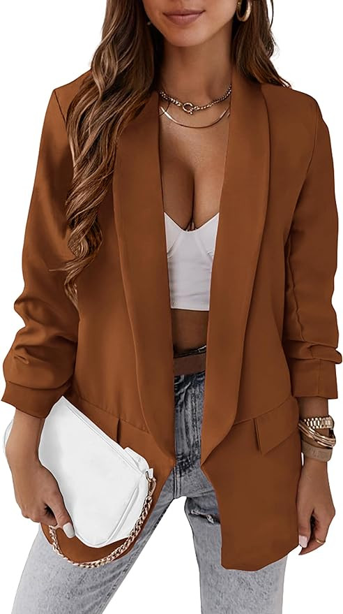 KIRUNDO Womens Fall Fashion 2024 Casual Blazers Long Sleeve Open Front Work Suit Office Blazer Ja... | Amazon (US)