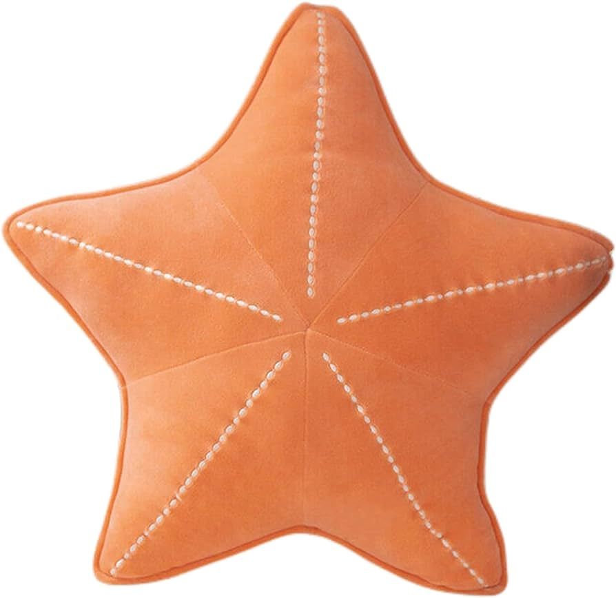 Starfish Shell Pillow for Floor, Sofa, Reading Cushion (Orange, 19.6in) | Amazon (US)