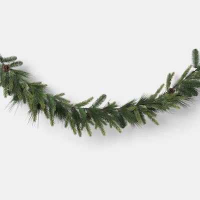 6' Christmas Unlit Icy Glitter Mixed Green with Pinecones Garland - Wondershop™ | Target