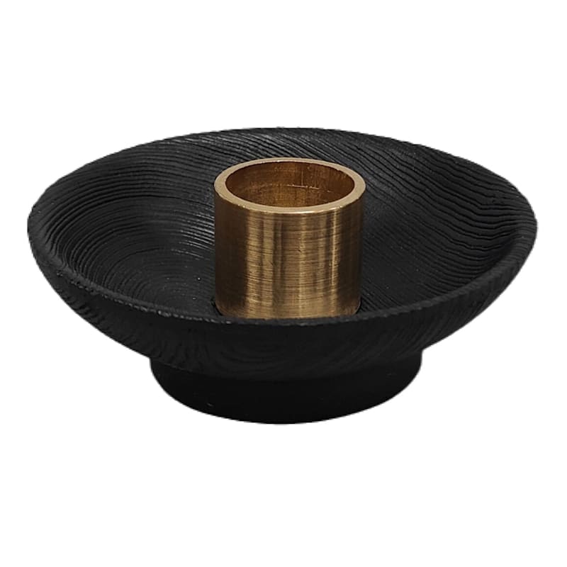 Crosby St. Black Dinner Candle Holder, 3.4" | At Home