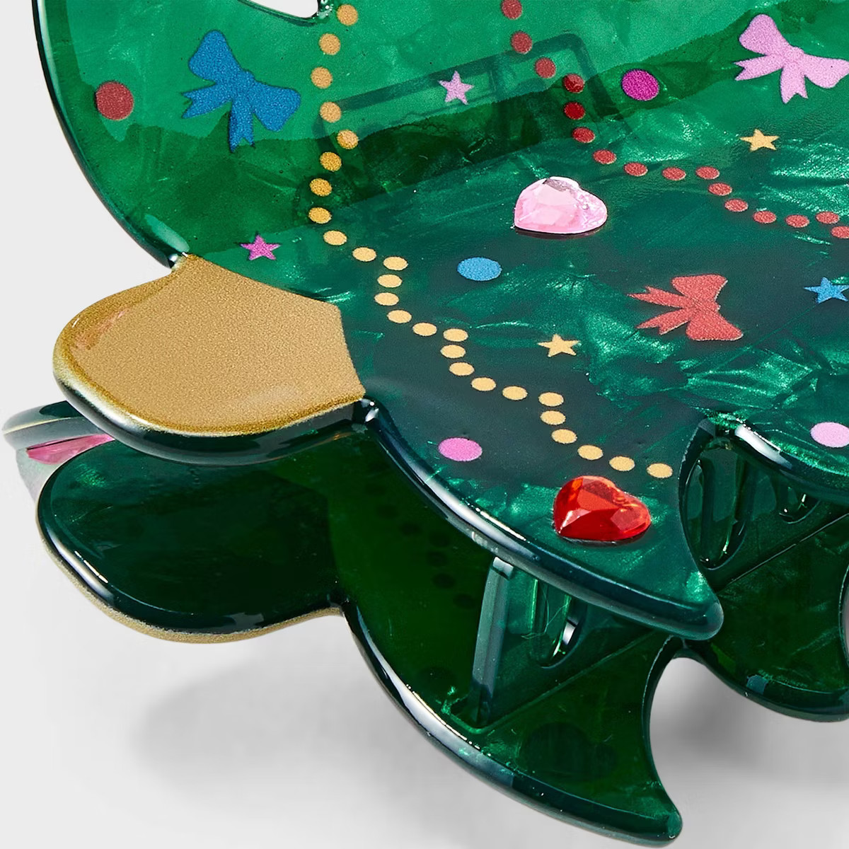 Christmas Tree with Heart Gem Claw Hair Clip - Green | Target