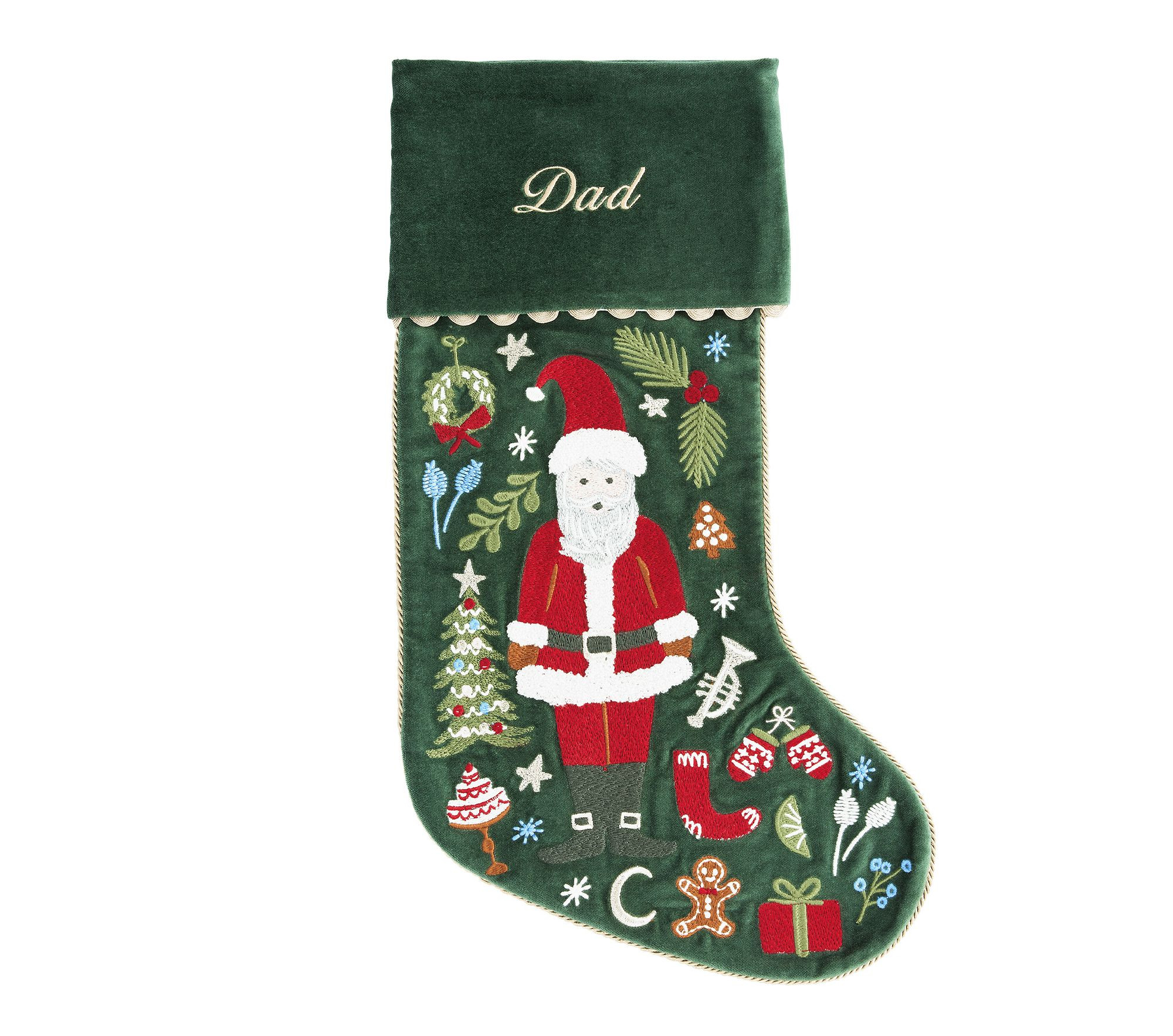 Rifle Paper Co. Santa Embroidered Velvet Stocking | Pottery Barn Kids
