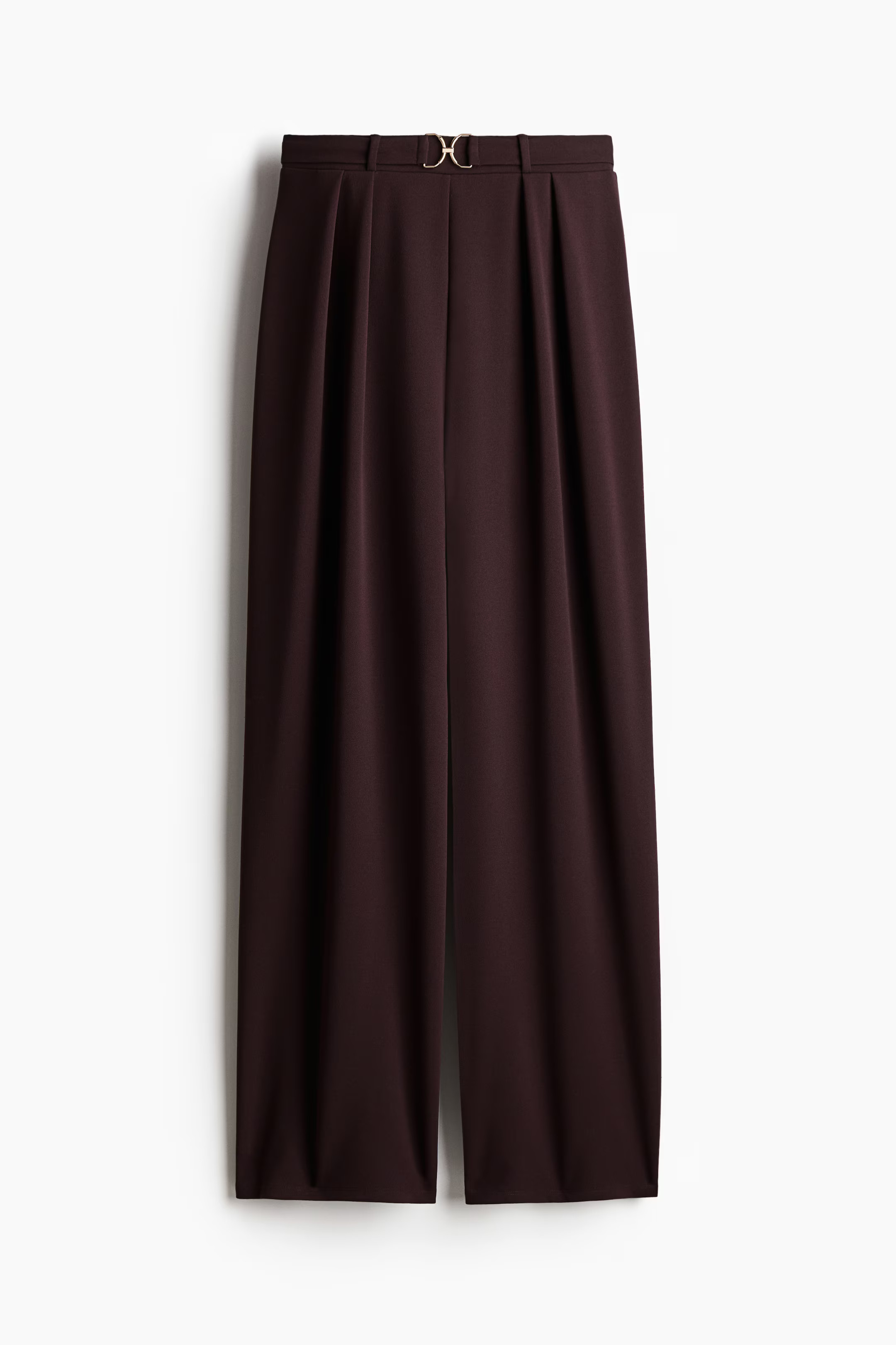 Buckle-detail tailored trousers - Burgundy - Ladies | H&M GB | H&M (UK, MY, IN, SG, PH, TW, HK)