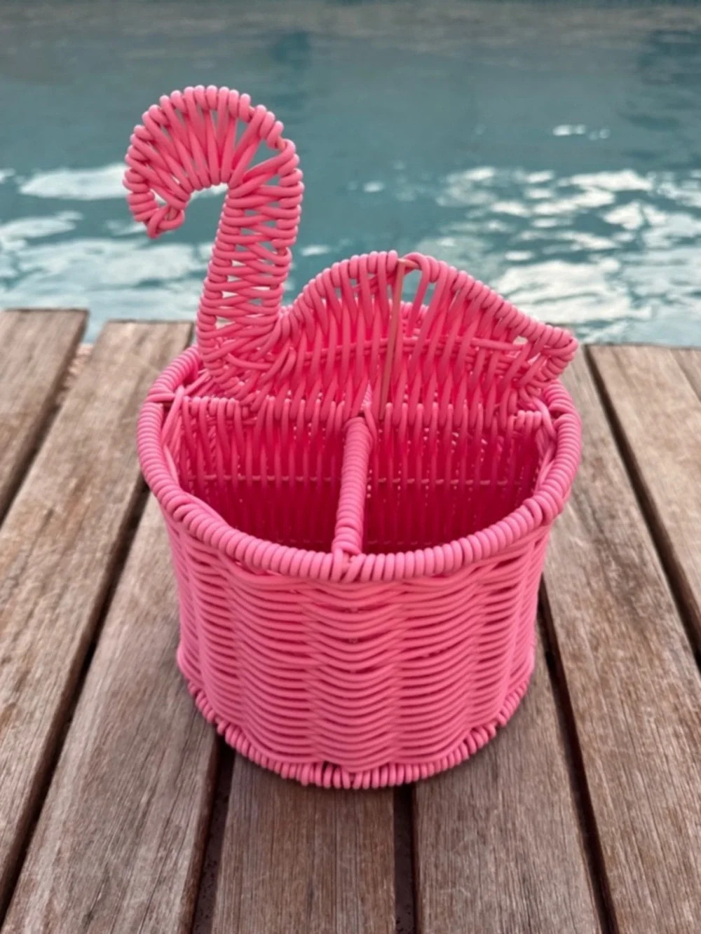 Flamingo Wicker Silverware Basket | Poshmark