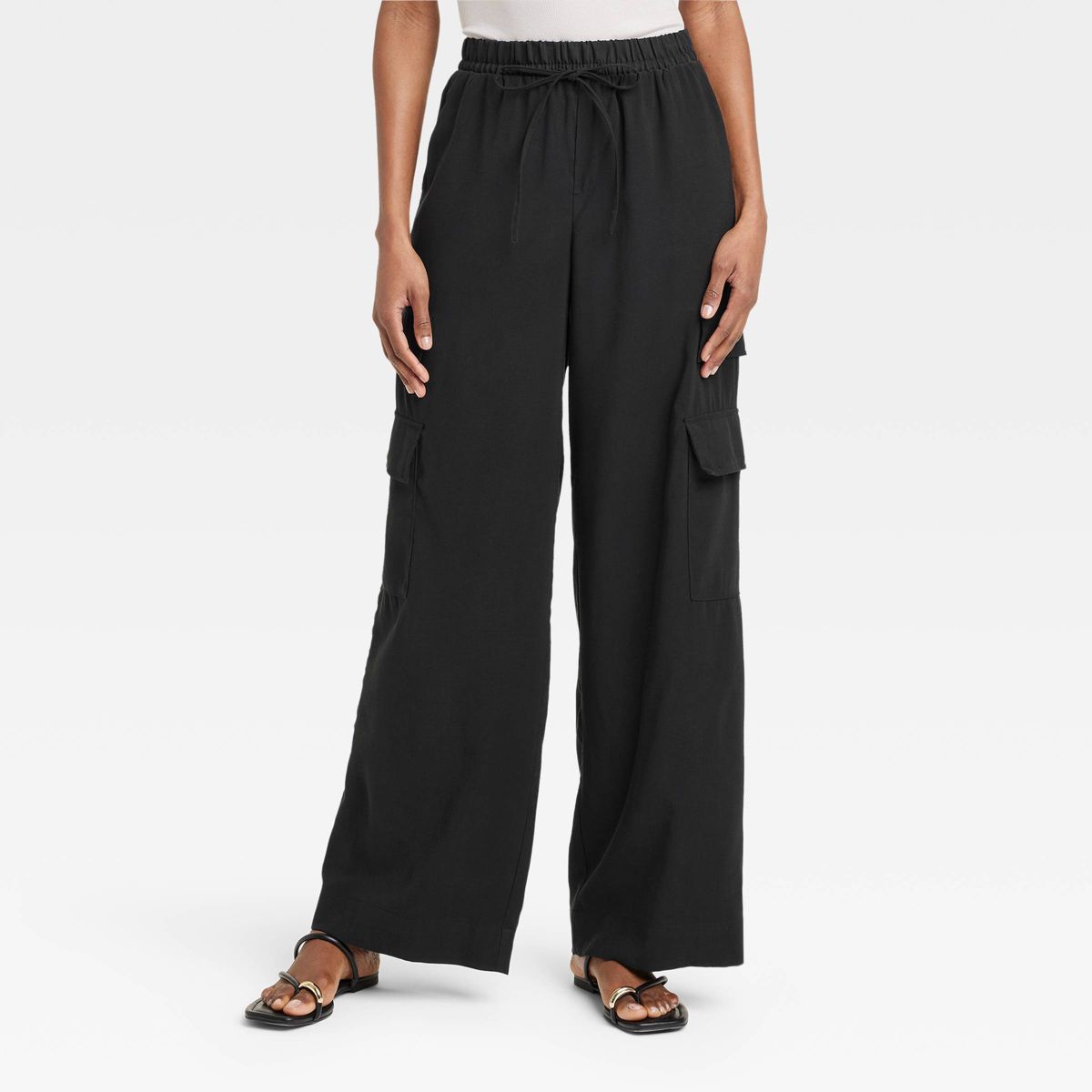 Women's High-Rise Wide Leg Cargo Pants - A New Day™ Black XS | Target