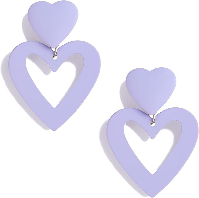 Double Heart Earrings Dangling Heart Drop Earrings For Women Love Heart Dangle Earrings Valentine... | Amazon (US)