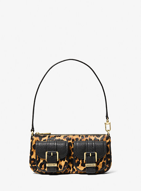 Zoe Small Leopard Print Calf Hair Pochette | Michael Kors US