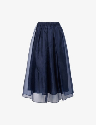 Pleated Semi-Sheer Silk Midi Skirt | Selfridges