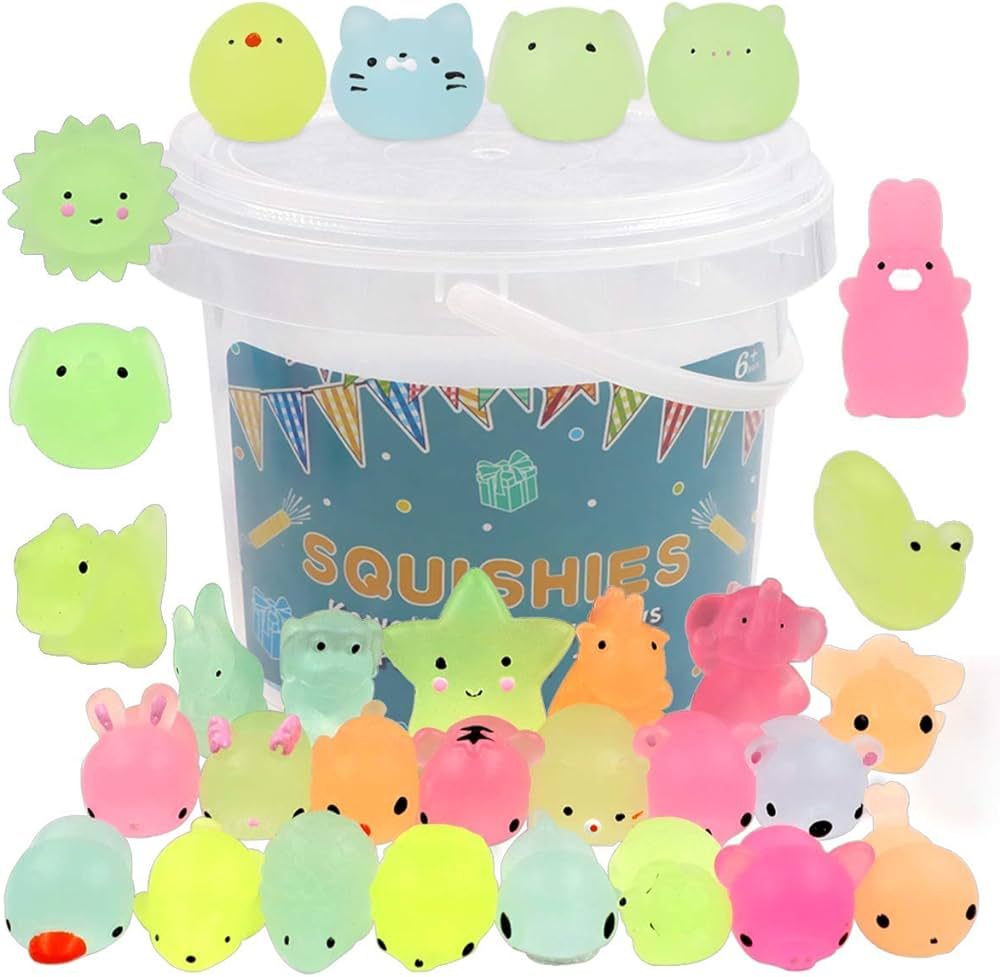 POKONBOY 23 Pack Squishies Mochi Squishy Toys Glow in The Dark Party Favors for Kids - Mini Kawai... | Amazon (US)