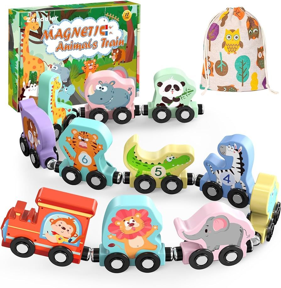 Toys for Toddlers, 11 Magnetic Wooden Animals Train Set, Montessori Toys for Toddlers, Preschool ... | Amazon (US)