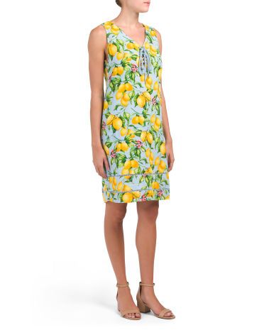 Sleeveless Lemon Print Dress | TJ Maxx