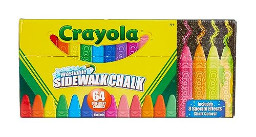 Crayola Ultimate Washable Chalk Collection (64ct), Bulk Outdoor Sidewalk Chalk for Kids, Anti-Roll Sticks, Recess Toys for Kids, Back to School Gifts | Amazon (US)