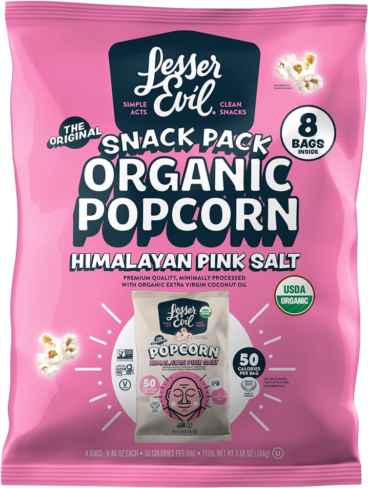 LESSEREVIL Organic Himalayan Pink Salt Popcorn 8pk, 0.46 OZ | Amazon (US)