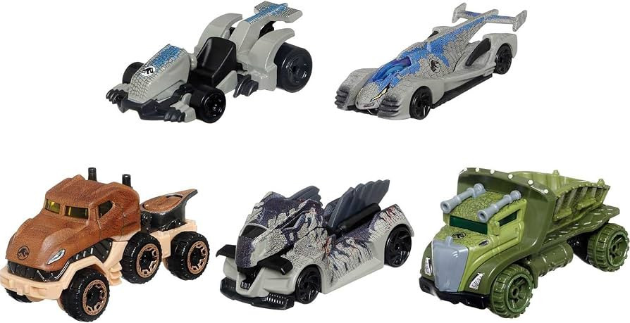 Hot Wheels Jurassic World Dominion Toy Character Cars 5-Pack in 1:64 Scale: Beta, Giganotosaurus,... | Amazon (US)
