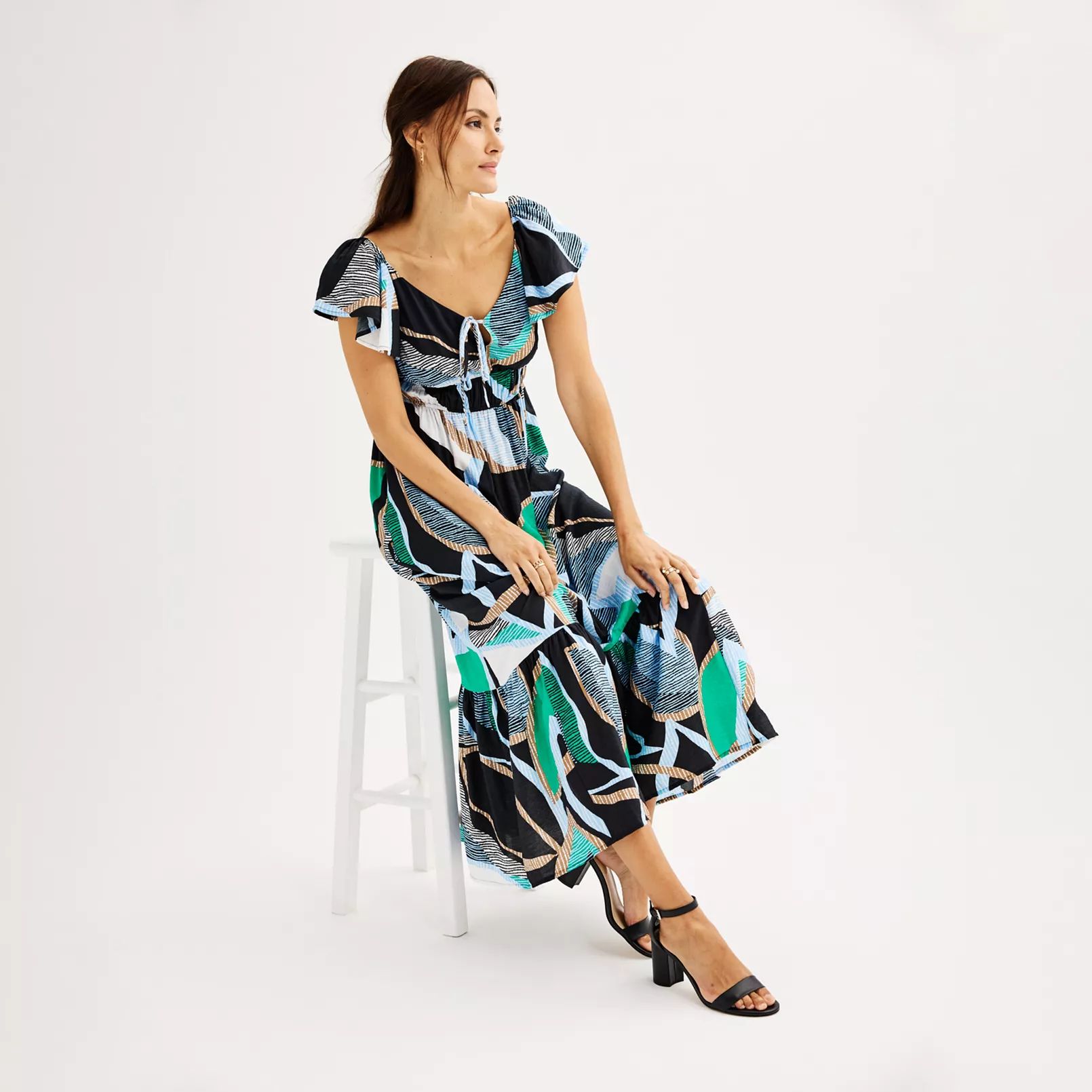 Women's Nine West Flutter Sleeve Maxi Dress | Kohl's