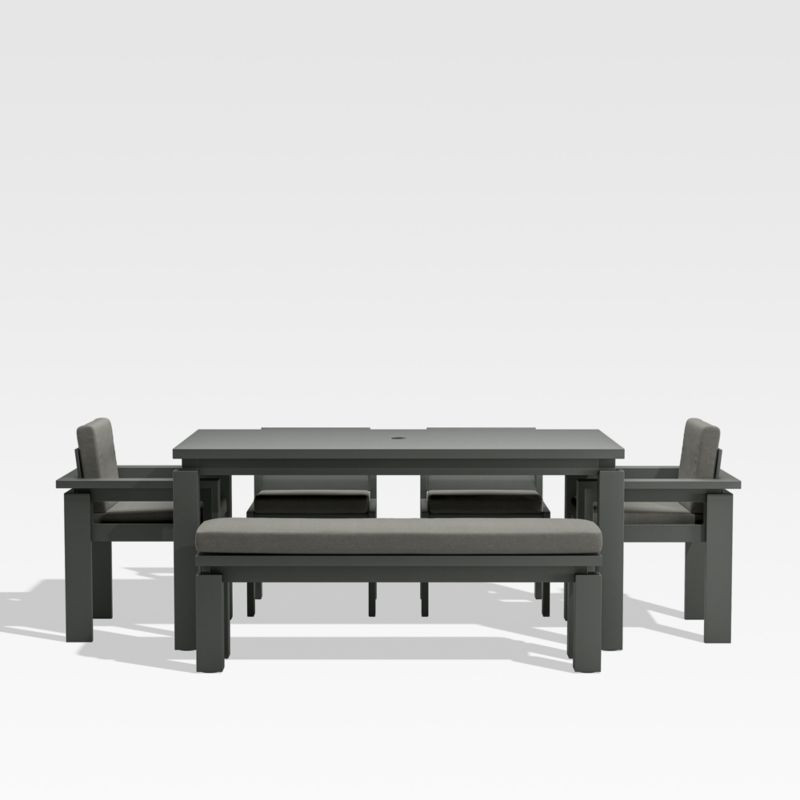 Walker 68" Metal Outdoor Dining Set with Graphite Sunbrella Cushions | Crate & Barrel | Crate & Barrel