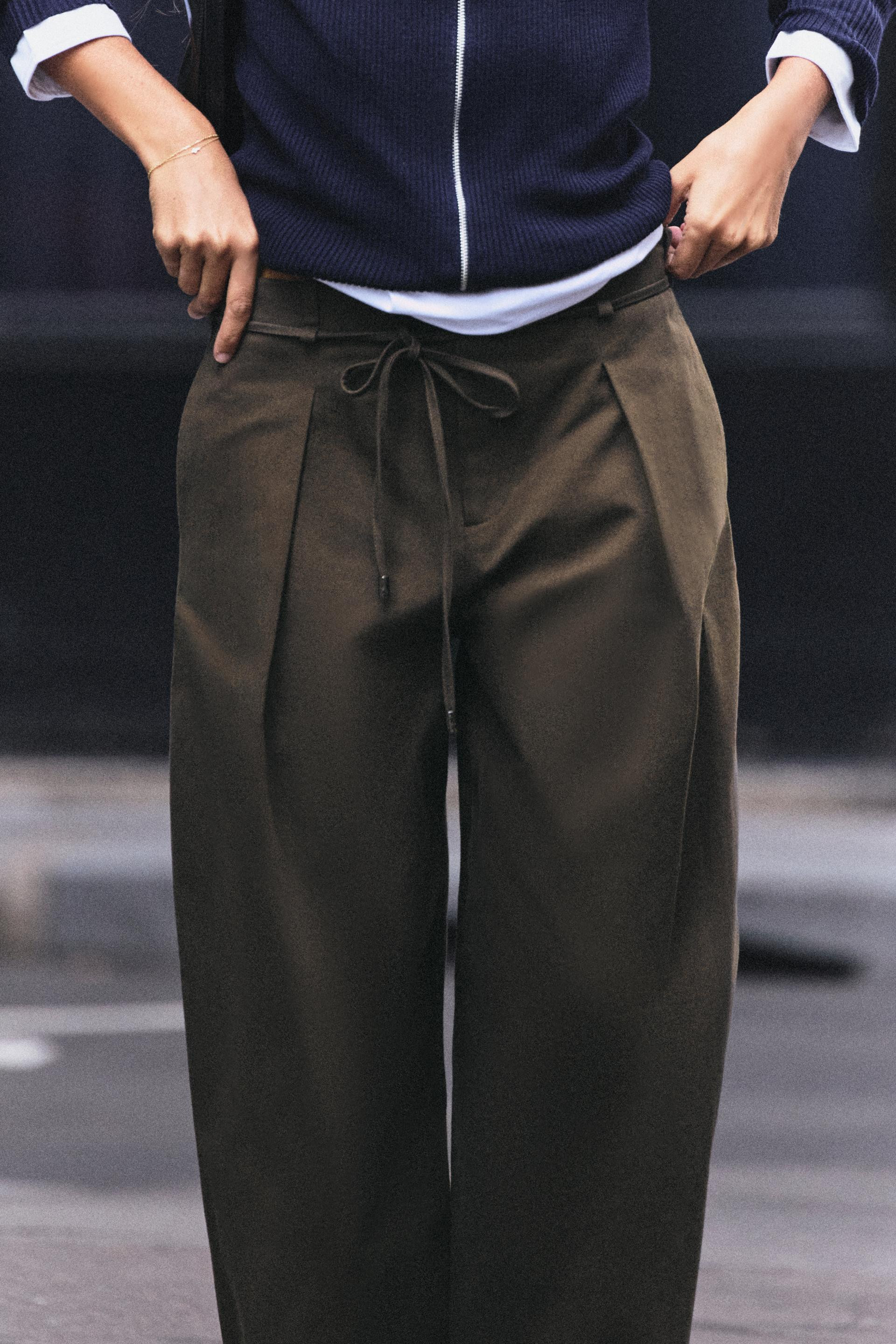 WIDE-LEG PLEATED BELT PANTS | Zara US
