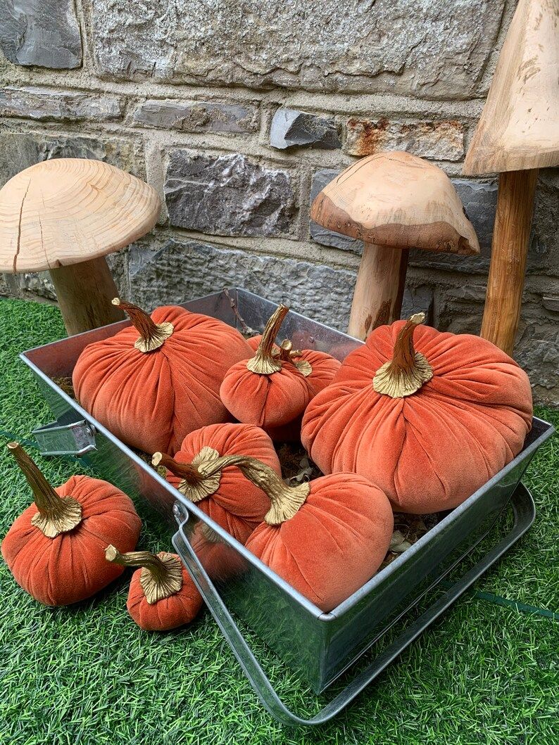 Beautiful Handmade Rust, Orange Coloured Autumn / Fall / Halloween / Thanksgiving Velvet Pumpkins... | Etsy (AU)