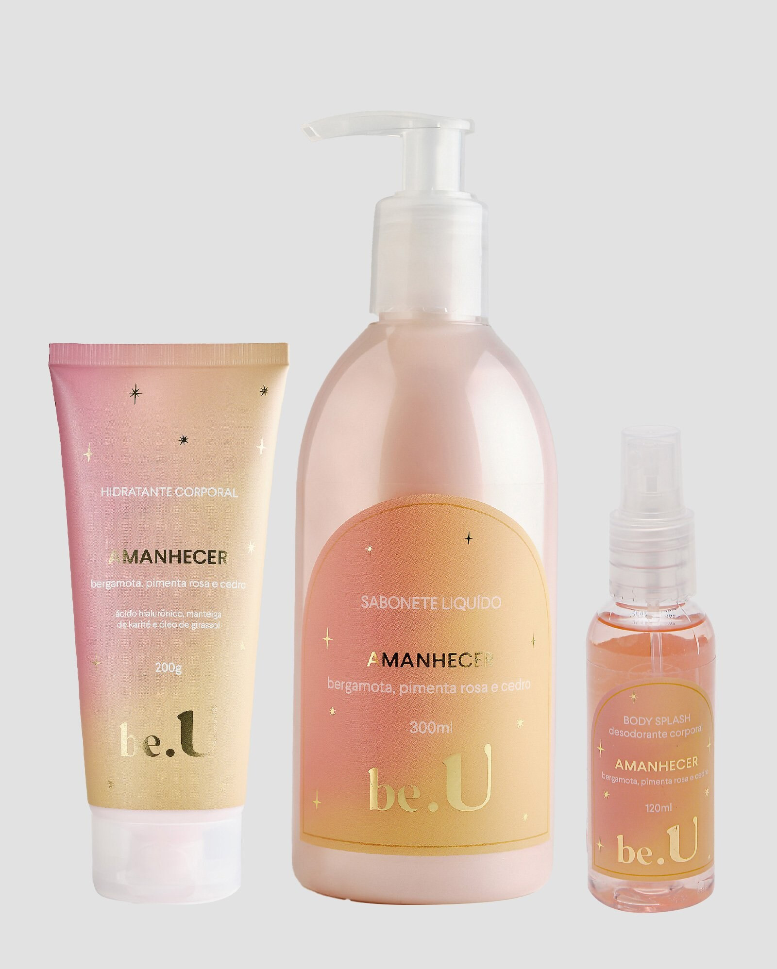 Kit body splash 120ml + hidratante 200g + sabonete 300ml Amanhecer | be.U by Riachuelo | Riachuelo (BR)