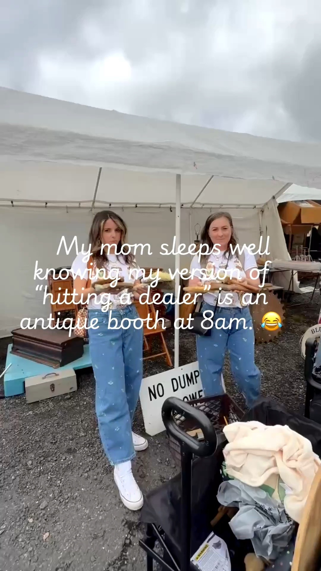 ✨ thrift trip uniform 🤝 vintage treasure hunting
matching outfits, coffee in hand, and absolutely zero plans to leave empty-handed 🤍 

if it looks a little cottagey, it’s probably coming home with us 🧺🏺 #LTKStyle #ThriftedStyle #VintageStyle #CottageStyle #MatchingOutfits