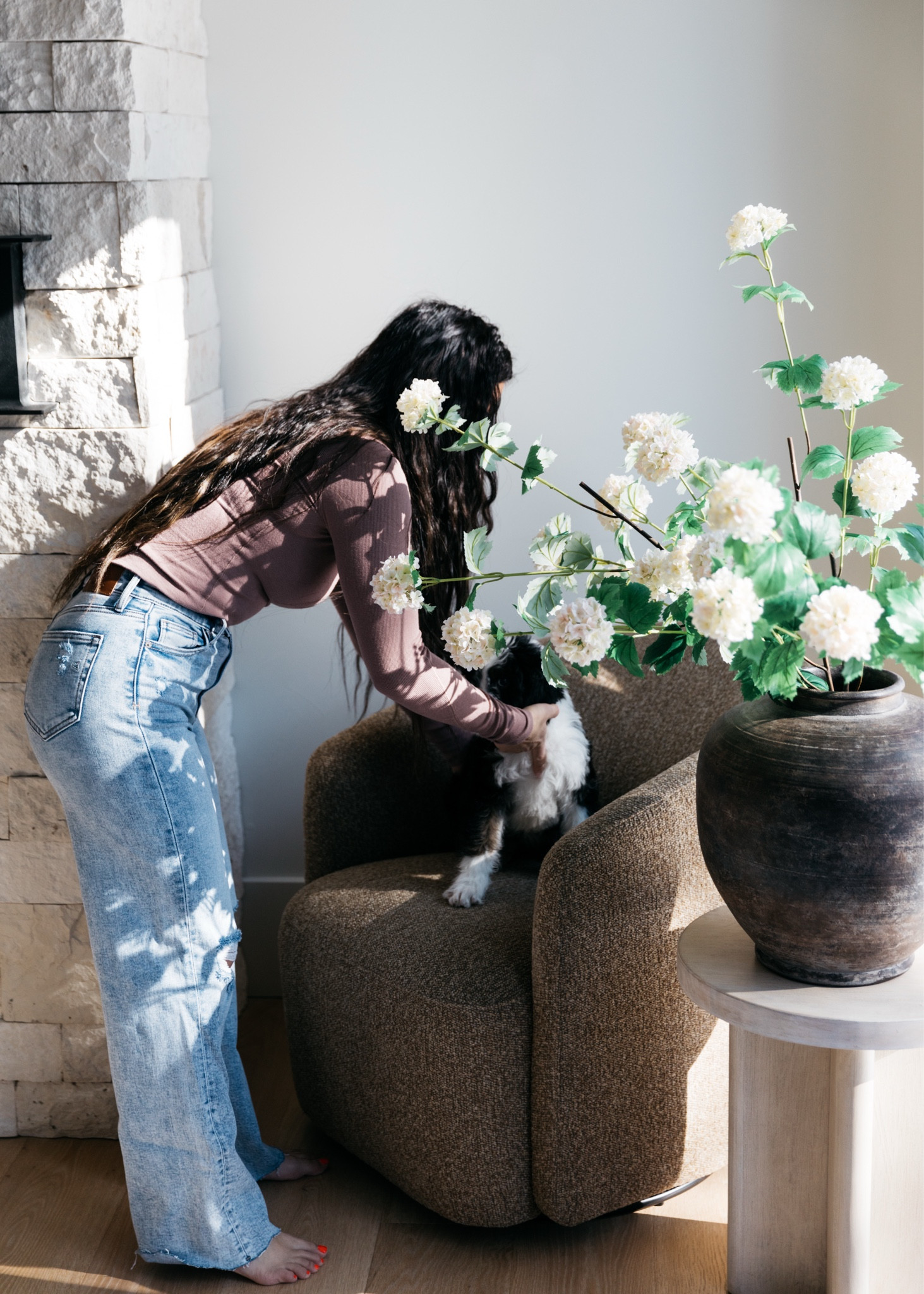 All of these accent pieces in the corner are from Pottery Barn. They have an amazing selection of high quality faux stems. This is the Preston swivel chair in the color Mocha.


#LTKHome #LTKSeasonal #LTKStyleTip